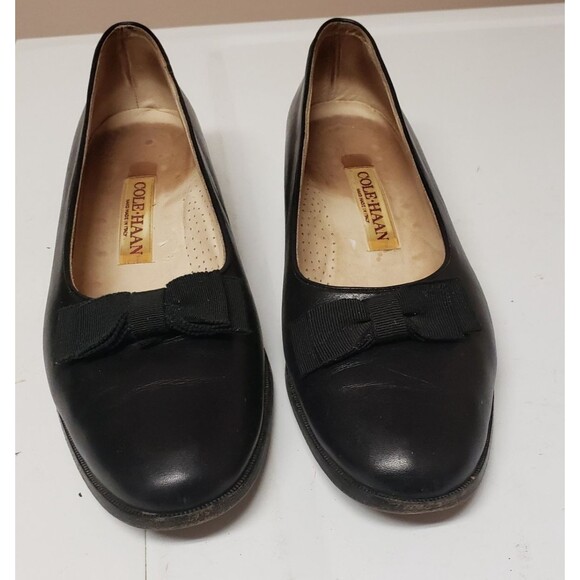 Cole Haan Handmade in Italy 100% Leather Black Low Heel Shoe Sz 9.5 PO Fair - Picture 5 of 11